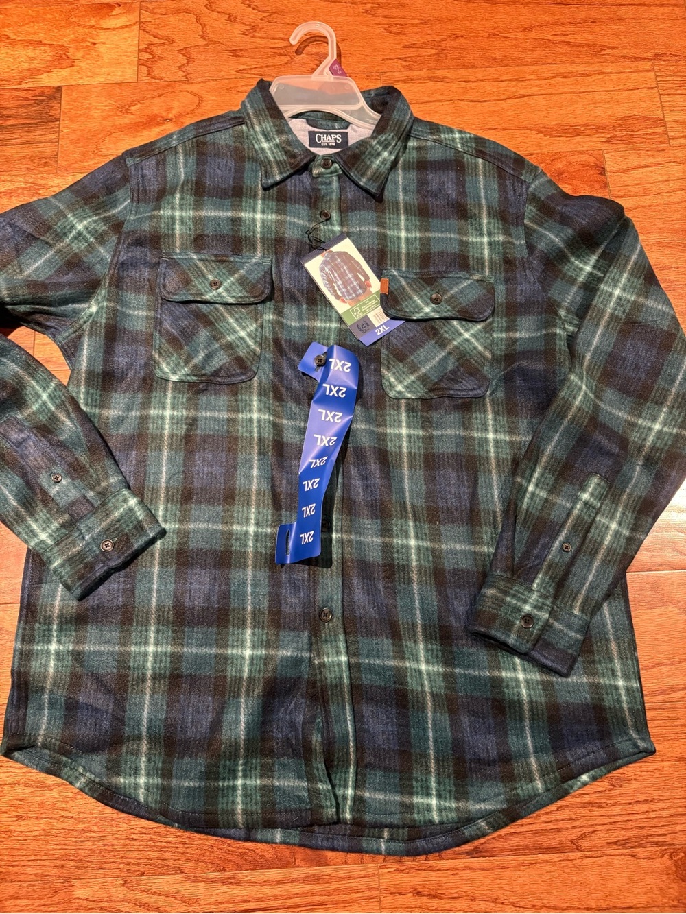 Chaps Men’s Preppy Green & Black Plaid Flannel Shirt NWT 2XL